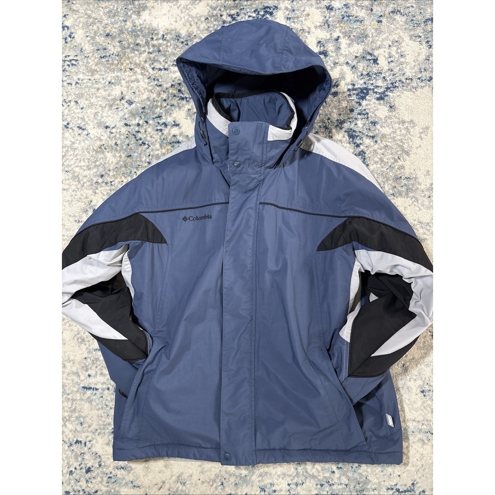 Columbia Vertex Interchange Sz M 3 in 1 Jacket Fleece Lined Blue Zip Up Ski Snow